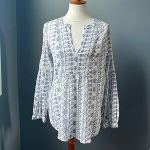 LOFT embroidery print tunic blouse